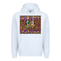 White mardi gras fleur de lis hearts leopard glitter Premium Hoodie - Artiststas
