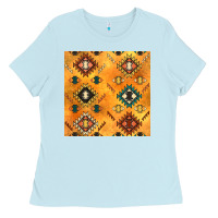 Baby Blue native american aztec seamless pattern 4 Ladies Tee - BundleAndBundleShop