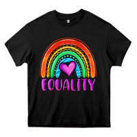 Black equality rainbow Heavy Core Tee - OliviaCreatesArt