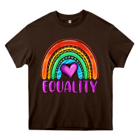 Chocolate Brown equality rainbow Heavy Core Tee - OliviaCreatesArt