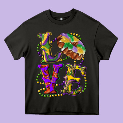 Mardi Gras Love With King Cake Heavy Core Tee Designed By Ranaportraitstore