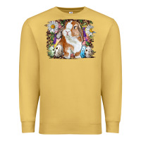 Antique Gold Easter Bunny With Quail Eggs And Daisy Premium Sweatshirt - RanaPortraitStore
