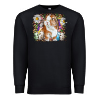 Black Easter Bunny With Quail Eggs And Daisy Premium Sweatshirt - RanaPortraitStore