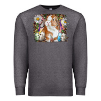 Charcoal Heather Easter Bunny With Quail Eggs And Daisy Premium Sweatshirt - RanaPortraitStore