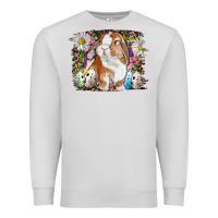 Dove Grey Easter Bunny With Quail Eggs And Daisy Premium Sweatshirt - RanaPortraitStore