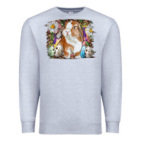Heather Grey Easter Bunny With Quail Eggs And Daisy Premium Sweatshirt - RanaPortraitStore