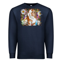 Navy Easter Bunny With Quail Eggs And Daisy Premium Sweatshirt - RanaPortraitStore