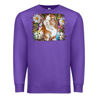 Purple Easter Bunny With Quail Eggs And Daisy Premium Sweatshirt - RanaPortraitStore