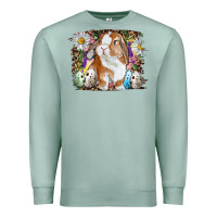 Seafoam Easter Bunny With Quail Eggs And Daisy Premium Sweatshirt - RanaPortraitStore