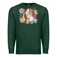 Sports Green Easter Bunny With Quail Eggs And Daisy Premium Sweatshirt - RanaPortraitStore
