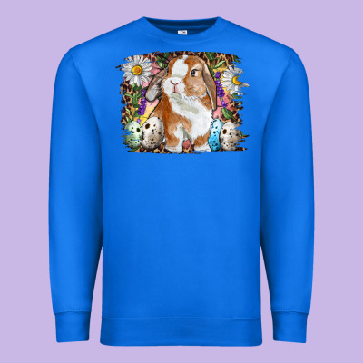 Easter Bunny With Quail Eggs And Daisy Premium Sweatshirt Designed By Ranaportraitstore