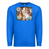 True Royal Easter Bunny With Quail Eggs And Daisy Premium Sweatshirt - RanaPortraitStore