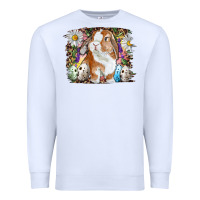 White Easter Bunny With Quail Eggs And Daisy Premium Sweatshirt - RanaPortraitStore