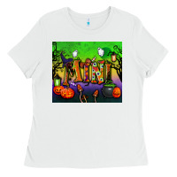 White halloween mini tumbler Ladies Tee - BundleAndBundleShop