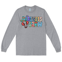 Heather Grey dialysis crew Long Sleeve Tee - CowhideDigitalArt