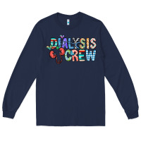 Navy dialysis crew Long Sleeve Tee - CowhideDigitalArt