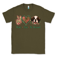 Army Green Peace Love St. Bernard Classic Tee - Jasminsmagicworld