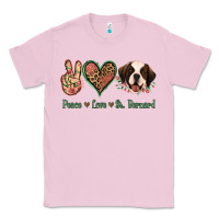 Bubblegum Pink Peace Love St. Bernard Classic Tee - Jasminsmagicworld