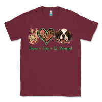 Burgundy Peace Love St. Bernard Classic Tee - Jasminsmagicworld