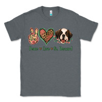 Charcoal Heather Peace Love St. Bernard Classic Tee - Jasminsmagicworld