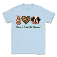 Dusty Blue Peace Love St. Bernard Classic Tee - Jasminsmagicworld