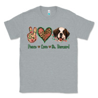 Heather Grey Peace Love St. Bernard Classic Tee - Jasminsmagicworld