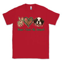 Red Peace Love St. Bernard Classic Tee - Jasminsmagicworld