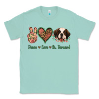 Seafoam Peace Love St. Bernard Classic Tee - Jasminsmagicworld
