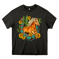 Asphalt western horse cactus sunflowers horseshoe Heavy Core Tee - OliviaCreatesArt