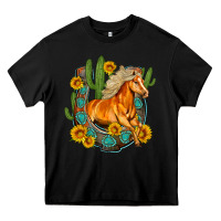 Black western horse cactus sunflowers horseshoe Heavy Core Tee - OliviaCreatesArt