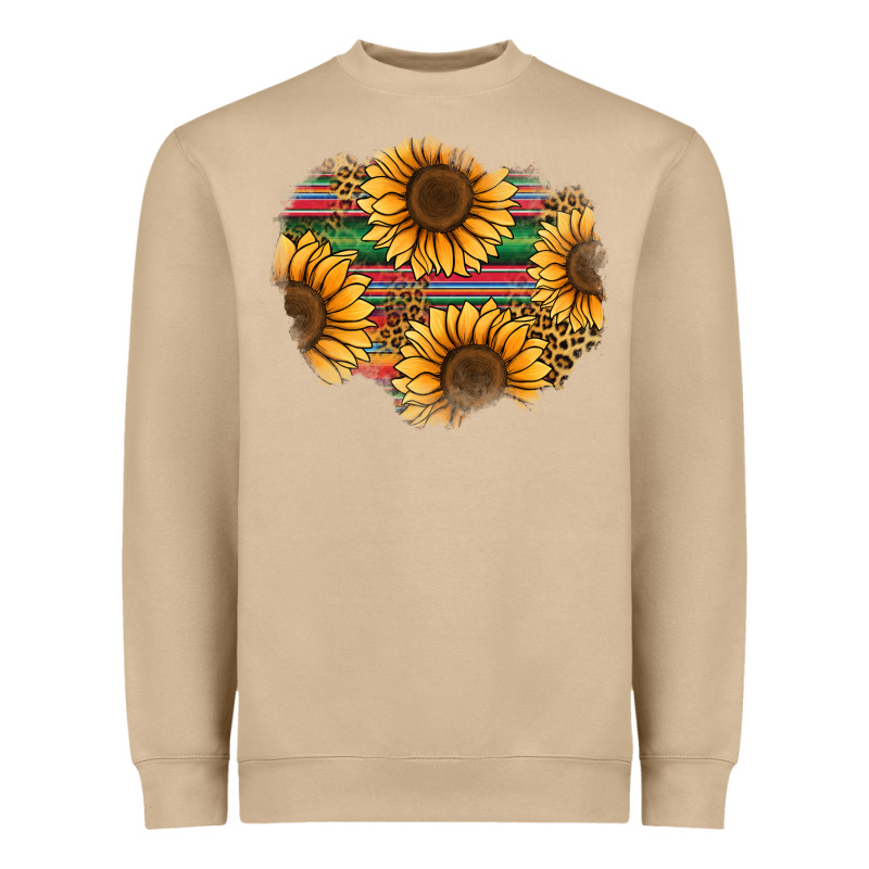 Sunflower Leopard Serape Patch Heavyweight Sweatshirt by Jasminsmagicworld | Teevron