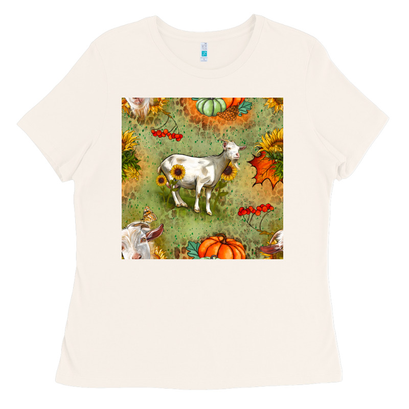 Fall Goats Seamless Pattern Ladies Tee by BundleAndBundleShop | Teevron