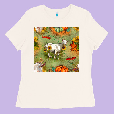 Fall Goats Seamless Pattern Ladies Tee Designed By Bundleandbundleshop