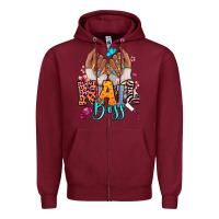 Burgundy Afro woman nail boss Zipper Hoodie - RanaPortraitStore