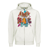 Oatmeal Heather Afro woman nail boss Zipper Hoodie - RanaPortraitStore