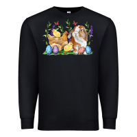 Black Easter bunny and chicks with floral Premium Sweatshirt - RanaPortraitStore
