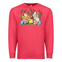 Cardinal Easter bunny and chicks with floral Premium Sweatshirt - RanaPortraitStore