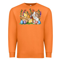 Carrot Easter bunny and chicks with floral Premium Sweatshirt - RanaPortraitStore