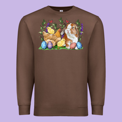 Easter Bunny And Chicks With Floral Premium Sweatshirt Designed By Ranaportraitstore