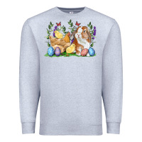 Heather Grey Easter bunny and chicks with floral Premium Sweatshirt - RanaPortraitStore