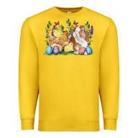 Lemon Easter bunny and chicks with floral Premium Sweatshirt - RanaPortraitStore