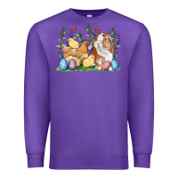 Purple Easter bunny and chicks with floral Premium Sweatshirt - RanaPortraitStore