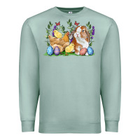Seafoam Easter bunny and chicks with floral Premium Sweatshirt - RanaPortraitStore