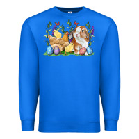 True Royal Easter bunny and chicks with floral Premium Sweatshirt - RanaPortraitStore