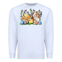 White Easter bunny and chicks with floral Premium Sweatshirt - RanaPortraitStore