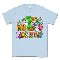 Dusty Blue Easter Day My first Easter with eggs and rabbits Classic Tee - OliviaCreatesArt