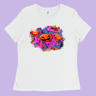 Halloween Pumpkin Patch  4 Ladies Tee Designed By Bundleandbundleshop