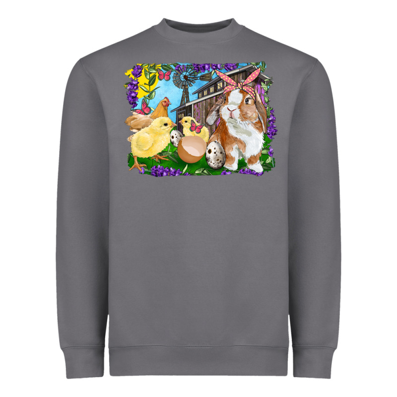 Easter Farm Chicks And Bunny Heavyweight Sweatshirt by RanaPortraitStore | Teevron