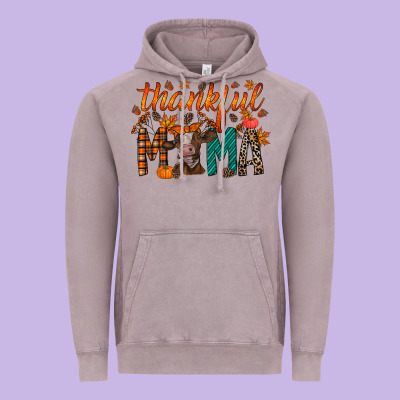 Thankful Mama Cow Vintage Hoodie Designed By Racoondesign