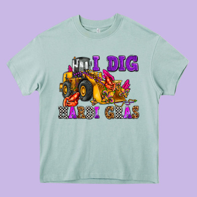 I Dig Mardi Gras Olivia Heavy Core Tee Designed By Oliviacreatesart